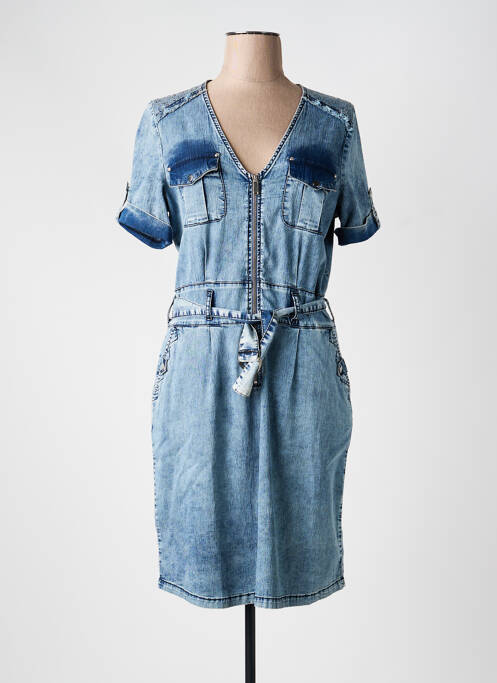 Robe mi-longue manches courtes manches courtes bleu EVA KAYAN femme