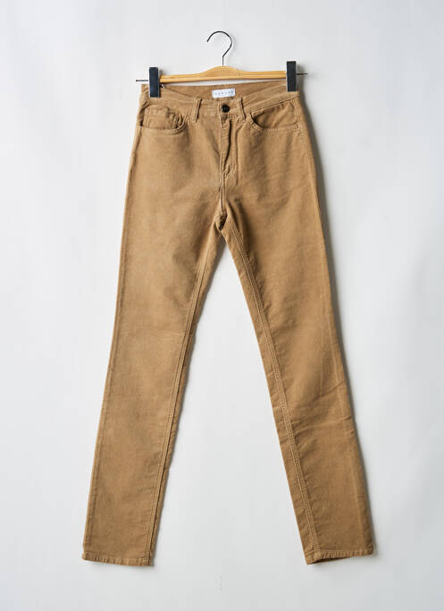 Pantalon slim stretch taille haute marron NINATI femme