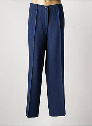 Pantalon droit taille à pinces taille haute bleu FRANK WALDER femme