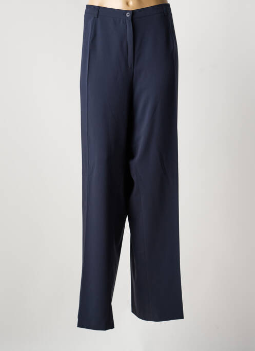 Pantalon droit tissage crêpe taille normale bleu FRANK WALDER femme