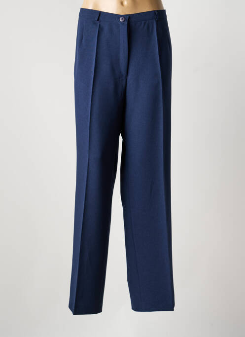 Pantalon droit tissage crêpe taille haute bleu FRANK WALDER femme