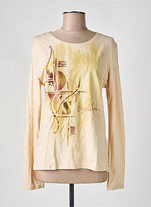 T-shirt sérigraphie manches longues beige PRUNELLE femme