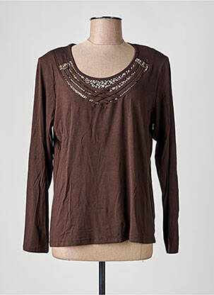 Top stretch manches longues marron UNICA PLUS femme