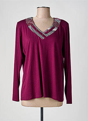 Top tissage jersey manches longues rouge UNICA PLUS femme