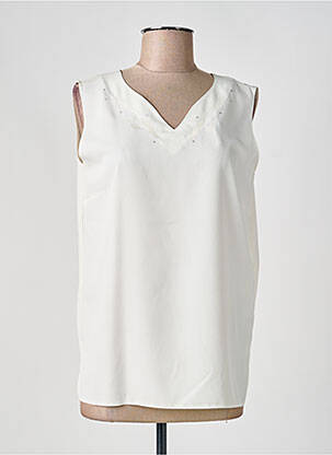 Top stretch sans manche beige FRANK WALDER femme