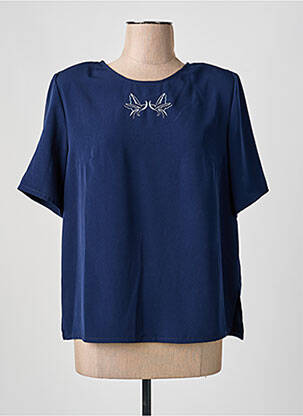 Top stretch manches courtes bleu MARY WEST femme