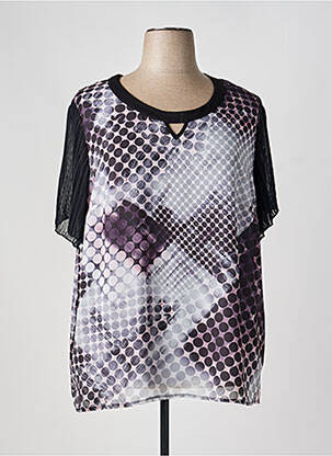 Blouse légère et transparente manches courtes noir GUY DUBOUIS femme