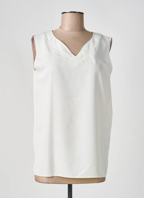Top stretch sans manche beige FRANK WALDER femme