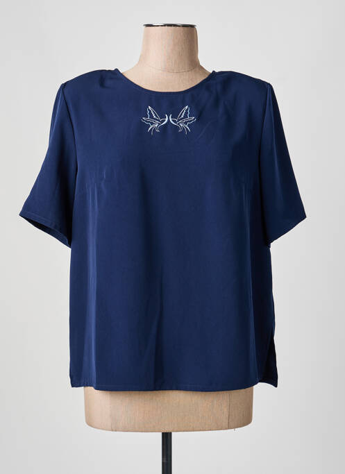 Top stretch manches courtes bleu MARY WEST femme