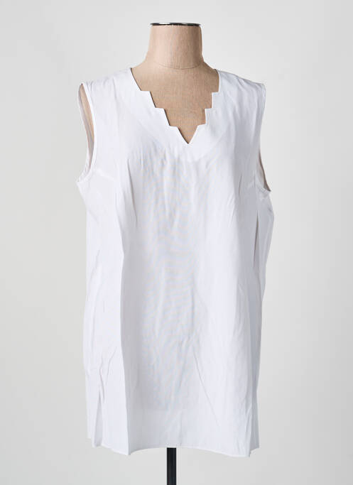 Top stretch sans manche blanc SEMPRE PIU BY CHALOU femme