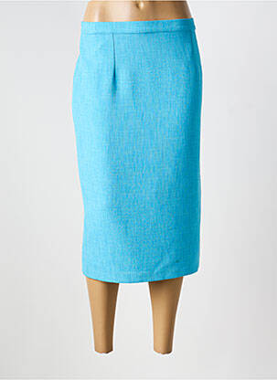 Jupe mi-longue taille haute bleu GUY DUBOUIS femme