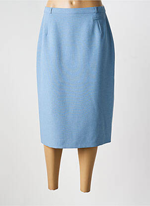 Jupe mi-longue taille à pinces bleu FRANK WALDER femme