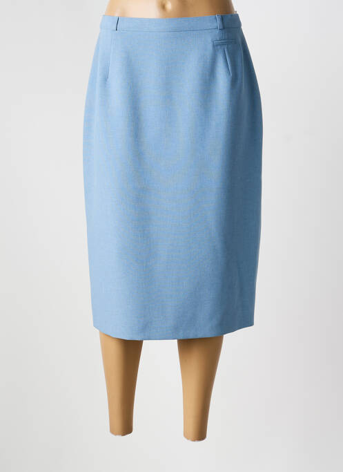 Jupe mi-longue taille à pinces bleu FRANK WALDER femme