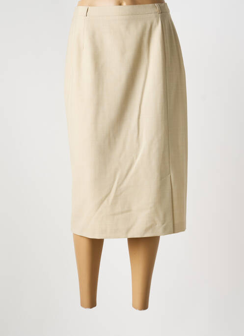 Jupe mi-longue taille à pinces beige FRANK WALDER femme