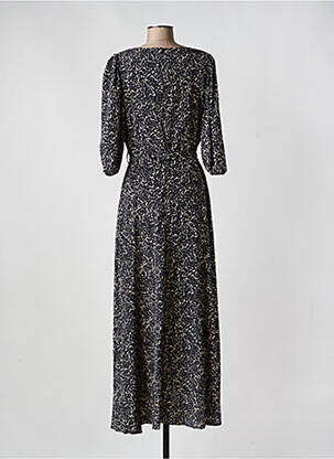 Robe longue tissage crêpe manches 3/4 noir MORGAN femme