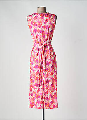 Robe mi-longue imprimé fleurs sans manche rose JULIE GUERLANDE femme