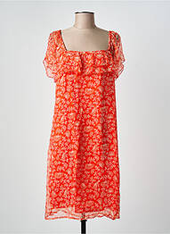 Robe mi-longue coupe fluide manches courtes orange AGATHE & LOUISE femme