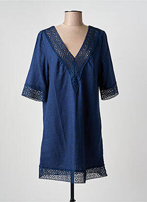 Robe courte manches 3/4 manches 3/4 bleu YSABEL MORA femme