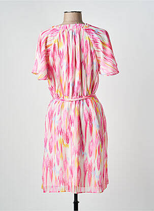 Robe mi-longue imprimé fantaisie manches courtes rose J&JOY femme