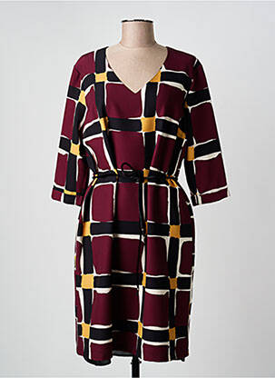 Robe mi-longue manches 3/4 manches 3/4 rouge GRIFFON femme
