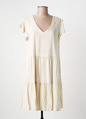 Robe courte coupe évasée manches courtes beige YSABEL MORA femme