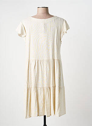 Robe courte coupe évasée manches courtes beige YSABEL MORA femme