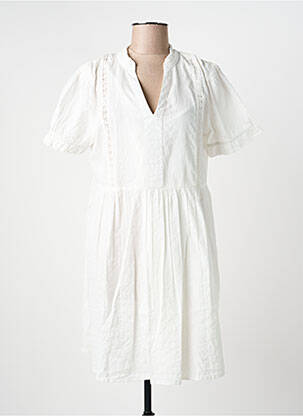Robe courte coupe évasée manches courtes blanc ICHI femme