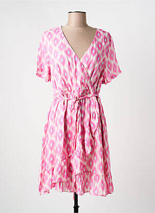 Robe courte manches courtes manches courtes rose J&JOY femme