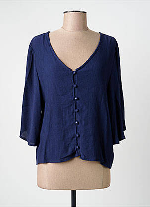 Chemisier tissage crêpe manches 3/4 bleu J&JOY femme