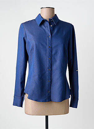 Chemisier coupe cintrée manches longues bleu GUY DUBOUIS femme