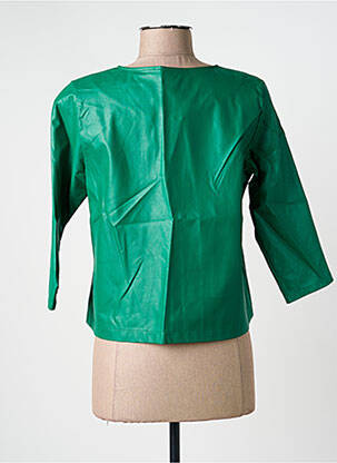 Veste simili cuir coupe cintrée vert QUATRE VINGT JOURS femme