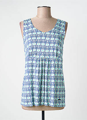 Top tissage jersey sans manche bleu AGATHE & LOUISE femme