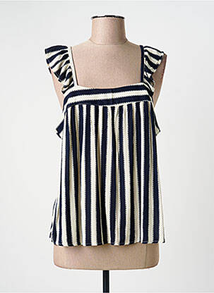 Top col carré fines bretelles bleu ICHI femme