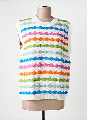 Pull stretch sans manche beige ICHI femme
