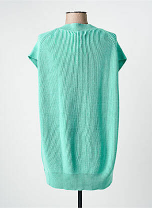 Pull col v manches courtes vert JOY OF LIFE femme