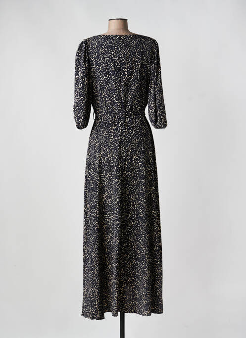 Robe longue tissage crêpe manches 3/4 noir MORGAN femme