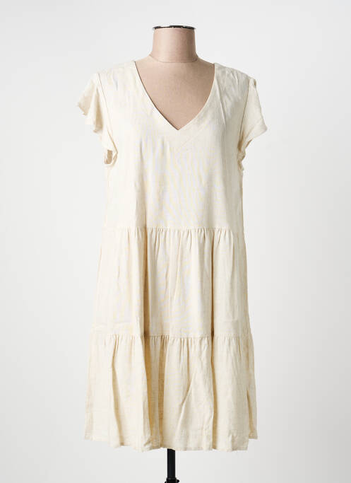 Robe courte coupe évasée manches courtes beige YSABEL MORA femme