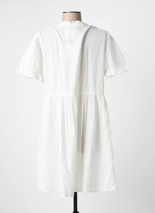 Robe courte coupe évasée manches courtes blanc ICHI femme