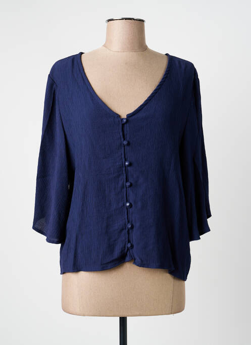 Chemisier tissage crêpe manches 3/4 bleu J&JOY femme