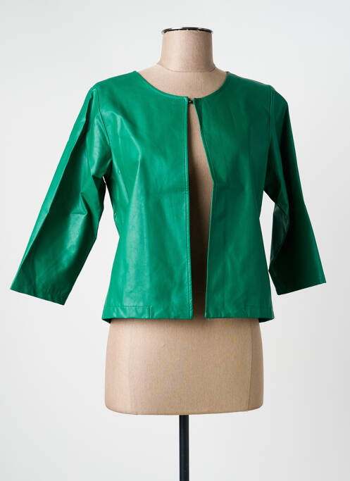 Veste simili cuir coupe cintrée vert QUATRE VINGT JOURS femme