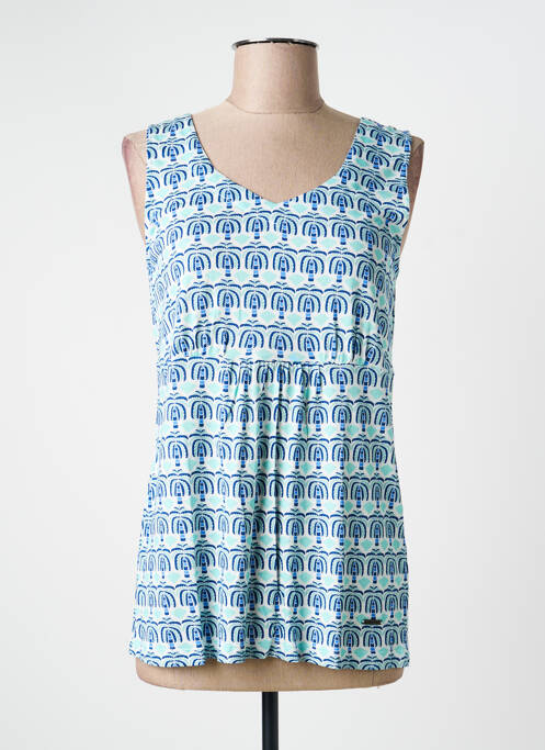 Top tissage jersey sans manche bleu AGATHE & LOUISE femme