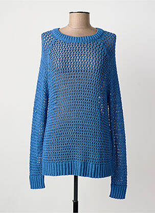 Pull maille ajourée manches longues bleu BARBARA LEBEK femme