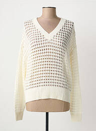 Pull maille ajourée manches longues beige ICHI femme