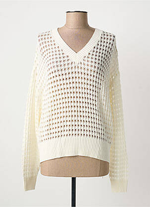 Pull maille ajourée manches longues beige ICHI femme