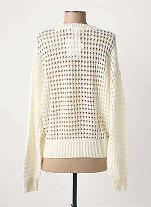 Pull maille ajourée manches longues beige ICHI femme