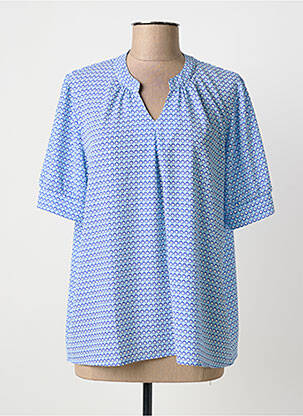 Blouse tissage crêpe manches courtes bleu GRIFFON femme