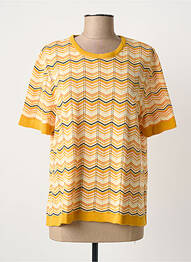 Pull coupe cintrée manches courtes jaune THEL ELEGANCE femme