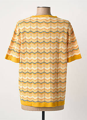 Pull coupe cintrée manches courtes jaune THEL ELEGANCE femme