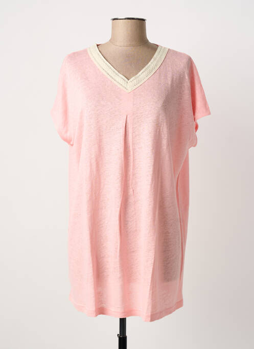 Tunique manches courtes coupe cintrée rose I.ODENA femme