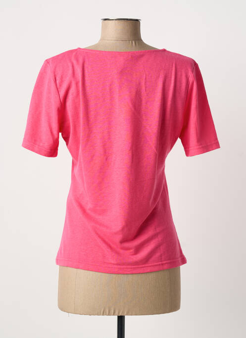 T-shirt col v manches courtes rose MORGAN femme